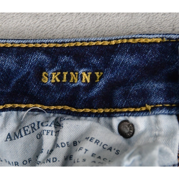 American Eagle Jeans Mens 26X28 (25x27 Meas) Skinny Blue Denim Distressed - Picture 3 of 12